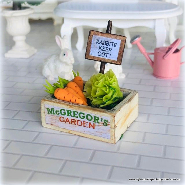 McGregor's Garden Crate with Vegetables and Sign - Miniature