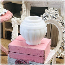 Dollhouse white vase ribbed edge planter pot