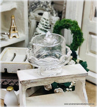Dollhouse miniature glass cloche cake stand