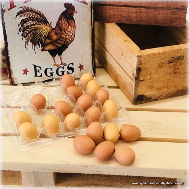 Dollhouse miniature Eggs Farm Fresh on Egg tray