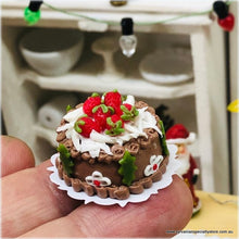 Dollhouse Miniature Christmas Cake Chocolate Strawberryies