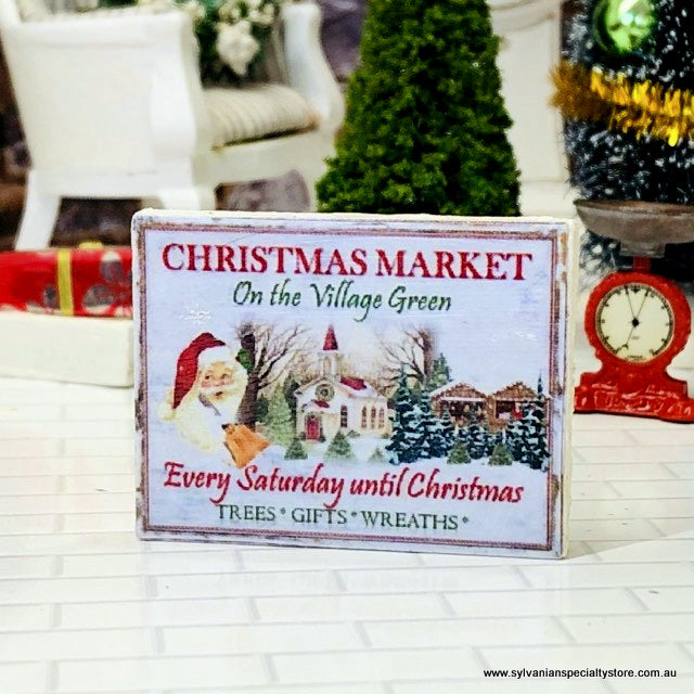 Dollhouse Christmas Sign Village Christmas market