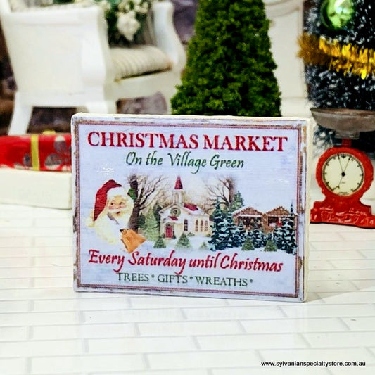 Dollhouse Christmas Sign Village Christmas market