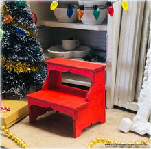 Dollhouse miniature red step stool vintage