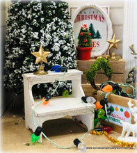 Dollhouse miniature Christmas rustic step stool farmhouse furniture