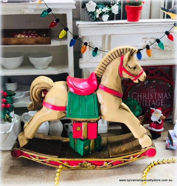 Dollhouse miniature vintage style rocking horse Christams