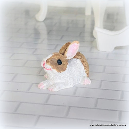 Dollhouse miniature Brown and white rabbit Easter