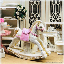 Dollhouse vintage pink rocking horse shabby chic