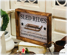 Dollhouse Miniature Sled Rides sign rustic