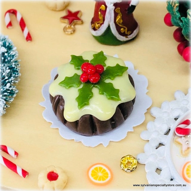 Dollhouse miniature christmas plum pudding