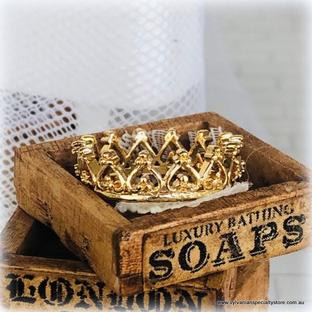 Dollhouse miniature coronation crown gold royal
