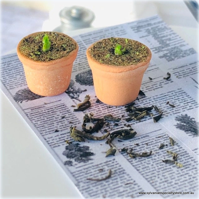 Dollhouse miniature potting seedlings garden shed