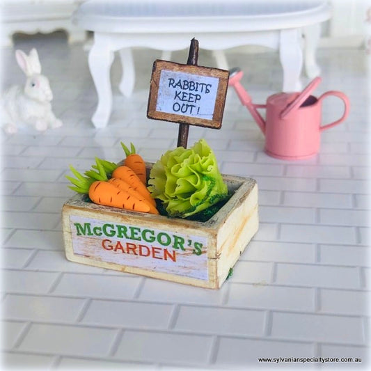 McGregor's Garden Crate with Vegetables and Sign - Miniature