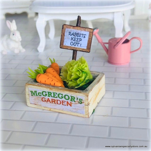 McGregor's Garden Crate with Vegetables and Sign - Miniature