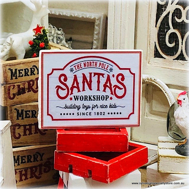 Sign Santa's Workshop 4cm Miniature – Dollhouse Accessories
