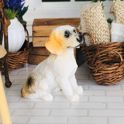 Dollhouse miniature beagle dog sitting