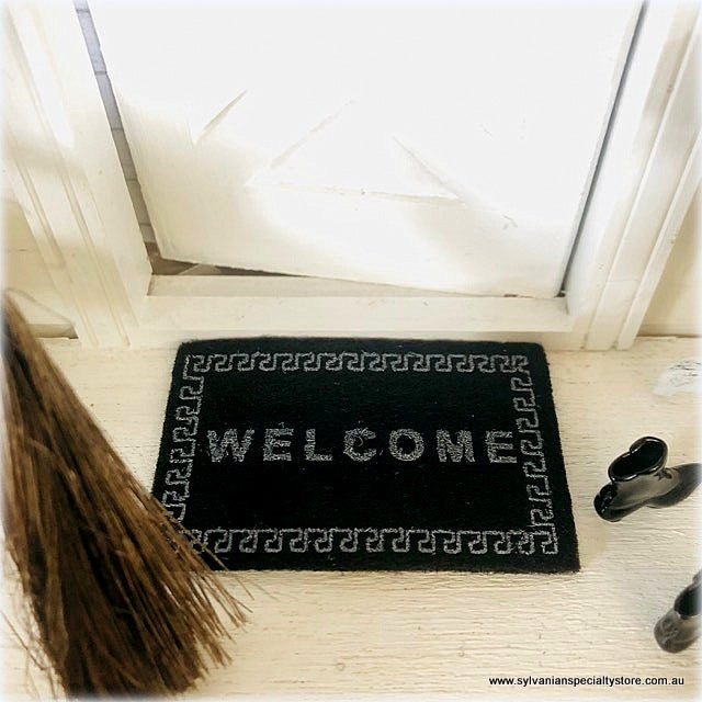 Dollhouse Miniature Black Welcome mat