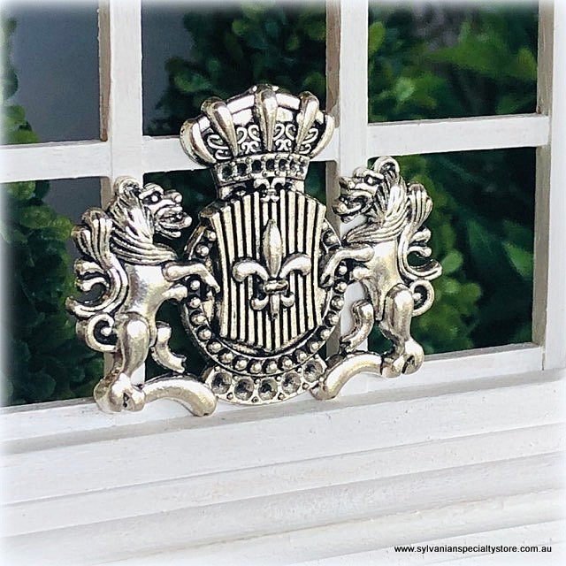 Dollhouse miniature Royal Crest lions metal