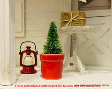 Dollhouse Christmas miniature red planter pot decorating Christmas trees