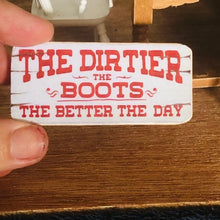 Dollhouse miniature dirty boots sign