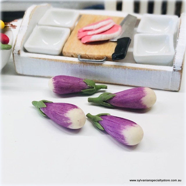 Eggplant - Purple/White x 4 - Miniature