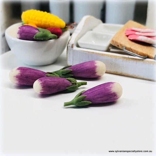 Eggplant - Purple/White x 4 - Miniature