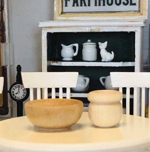 Dollhouse miniature wooden bowl honey pot