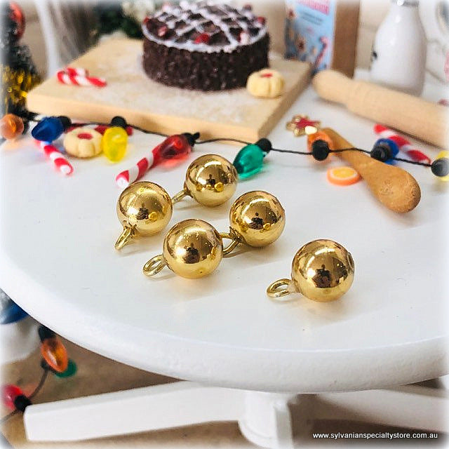 Dollhouse Christmas decorations gold baubles