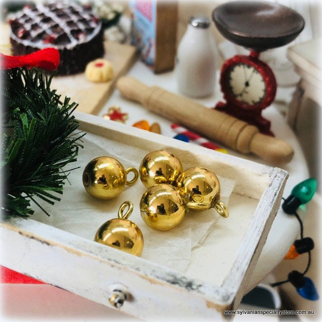 Dollhouse Christmas decorations gold baubles