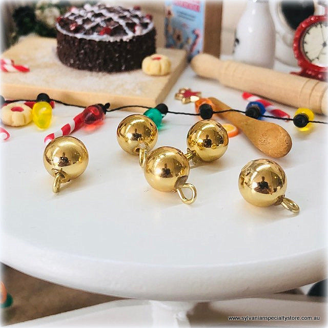 Dollhouse Christmas decorations gold baubles