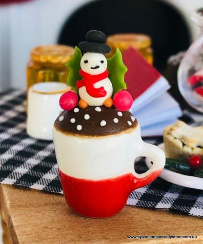 Dollhouse miniature christmas china mug ceramic crockery