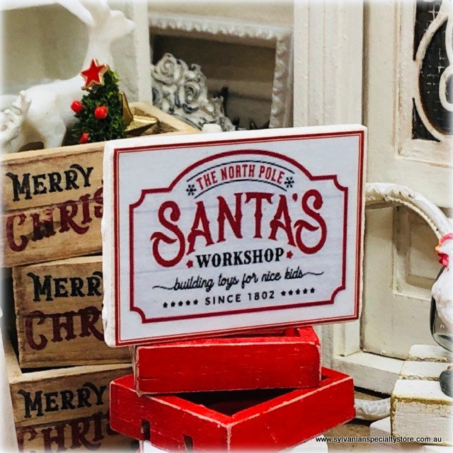 Dollhouse Christmas Sign Santa's workshop