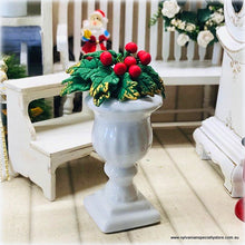 Christmas Holly in White Urn - Miniature