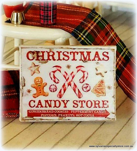 Sign - Christmas Candy Store - 4cm - Miniature