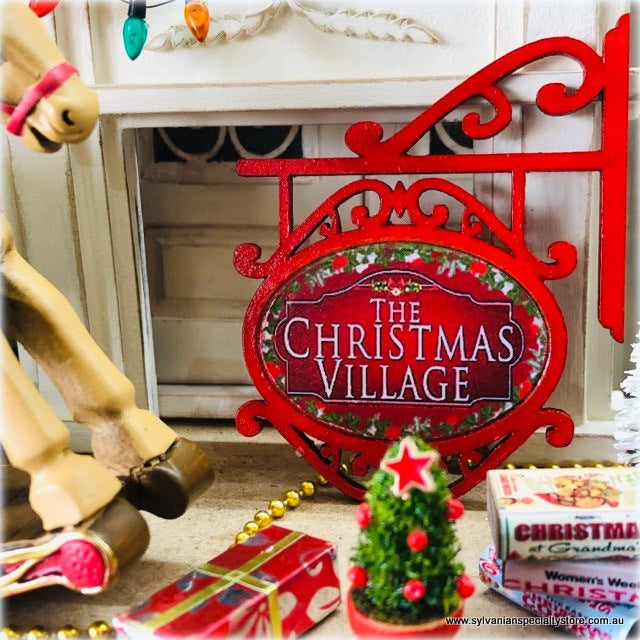Dollhouse miniature Christmas Village sign