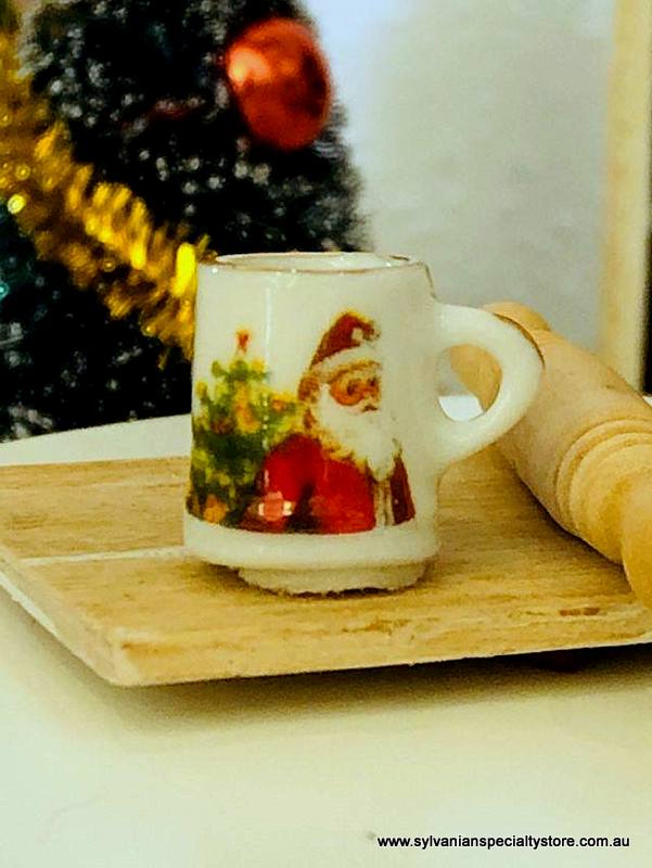 Doll house miniature Christmas Reutters porcelain mug