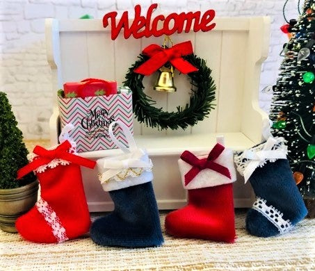 Doll house miniature luxury Christmas stocking festive scene
