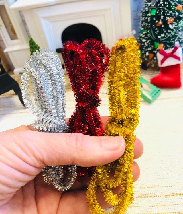 Miniature Christmas Tinsel - 3 metres - Gold, Silver & Red