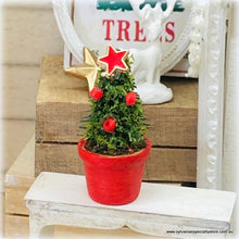 Dollhouse miniature Christmas tree in red pot