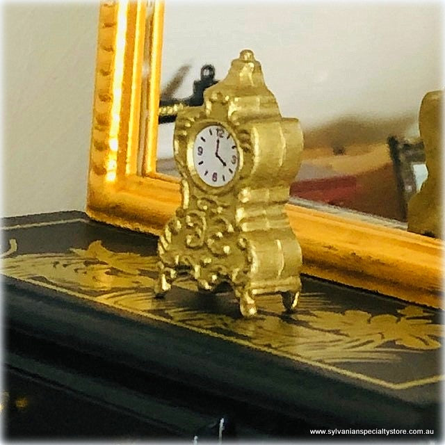 Dollhouse miniature Gold colour mantle clock