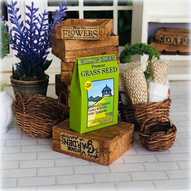 Dollhouse miniature bag of grass seed