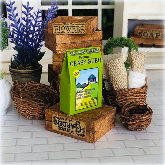 Dollhouse miniature bag of grass seed