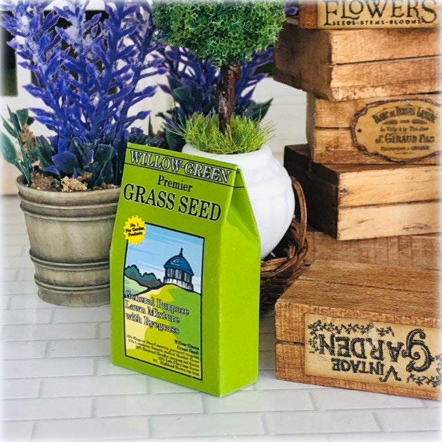 Dollhouse miniature bag of grass seed