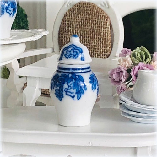 Dollhouse Miniature Blue Hamptons style ginger jar