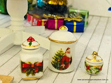 Doll house miniature Christmas crockery tea sets jars