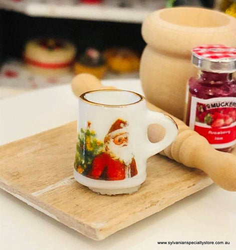 Doll house miniature Christmas porcelain mug