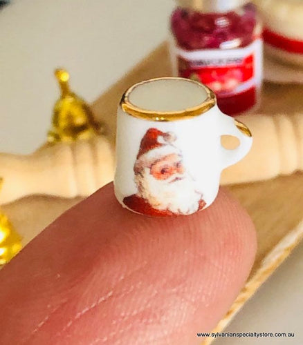 Dollhouse miniature tiny christmas mug porcelain