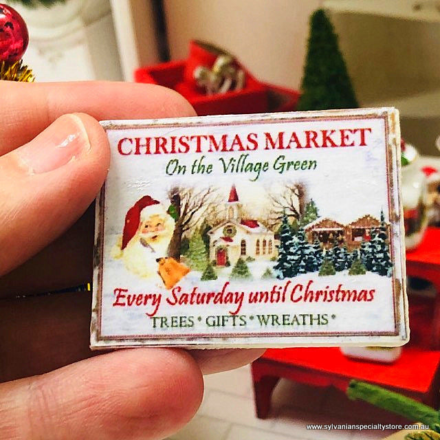 Dollhouse Miniature Christmas market on the green