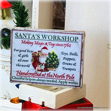 Dollhouse Miniature Christmas Sign Santa's Workshop