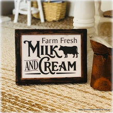 Dollhouse miniature Farm fresh milk and cream sign